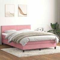 Boxspring met matras fluweel roze 160x220 cm