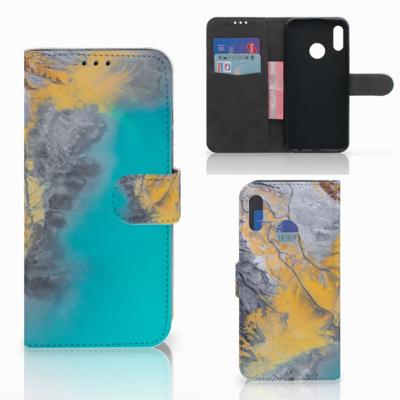 Honor 10 Lite | Bookcase | Marble Blue Gold