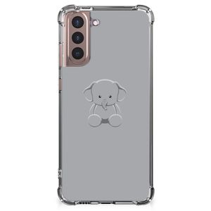 Samsung Galaxy S21 Plus Stevig Bumper Hoesje Grijs Baby Olifant