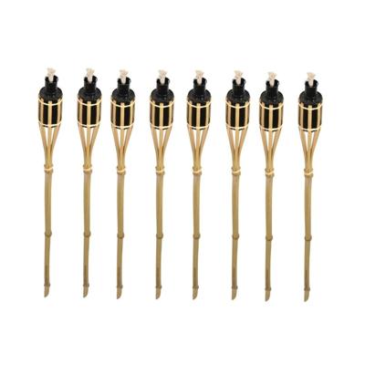 Bellatio design Tuinfakkels - 8x stuks - bamboe - 60 cm - navulbaar - fakkels