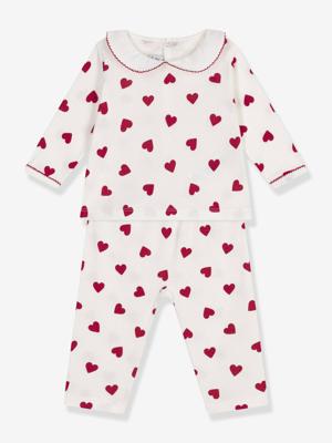 Pyjama 2-delige baby met hartjesprint PETIT BATEAU wit