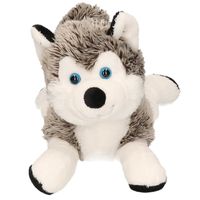 Grijs met witte husky knuffel 30 cm