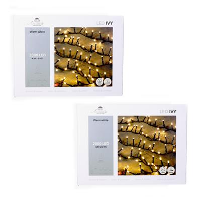 Kerstverlichting Ivy - 2x - 2000 led lampjes - warm wit - 42 meter - lichtsnoer