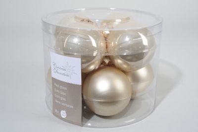 8 kerstballen parel emaille 70 mm - Ksd