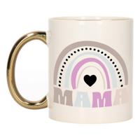 Cadeau koffie/thee mok voor mama - gouden oor - lila regenboog - liefde - keramiek - Moederdag   -