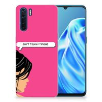 OPPO A91 Silicone-hoesje Woman Don't Touch My Phone - thumbnail