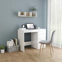 Bureau 100x50x76 cm bewerkt hout hoogglans wit