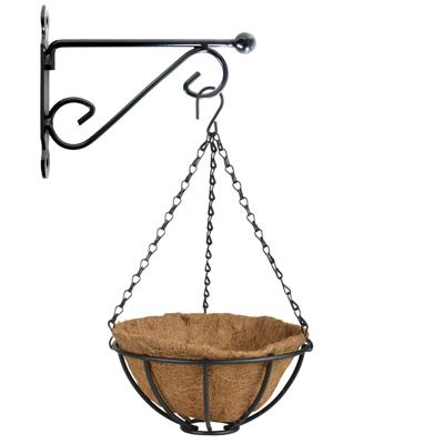Esschert Design Hanging basket - 25 cm - met muurhaak en kokos inlegvel