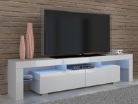 Tv-meubel BULLY 2 deuren wit/hoogglans wit met led - thumbnail