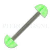 Tongpiercing acryl halve bal groen gestreept Tongpiercing acryl halve bal groen gestreept