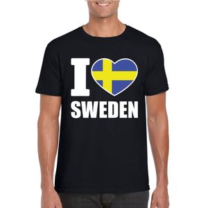 Zwart I love Zweden fan shirt heren