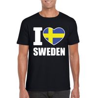 Zwart I love Zweden fan shirt heren - thumbnail