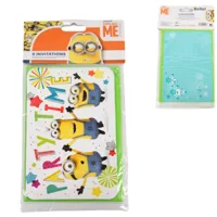 Amscan Despicable me minions uitnodigingskaarten en enveloppen 8 stuks | 36 stuks