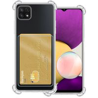 Basey Samsung Galaxy A22 5G Hoesje Siliconen Hoes Case Cover met Pasjeshouder - Transparant
