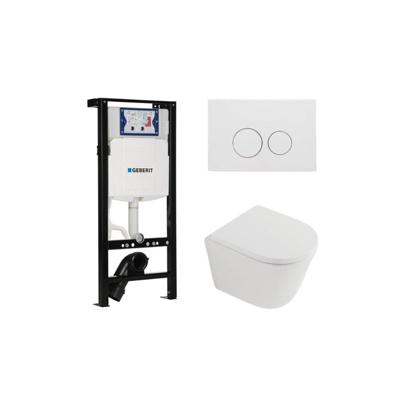 QeramiQ Dely Toiletset - 36.3x51.7cm - diepspoel - rimless - Geberit UP320 plieger inbouwreservoir - softclose toilet zitting 35 mm - mat witte bedieningsplaat - ronde knoppen - mat wit SW1026254/SW1000767/SW1381697/SW706190