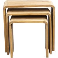 Leen Bakker - Bijzettafel Dimas - Set Van 3 - Teakhout - Beige - 30x50x46 Cm