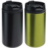 Set van 2x Thermosbekers/warmhoudbekers zwart en groen 290 ml