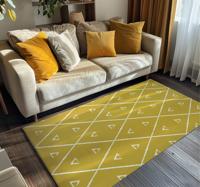 Geometrisch ruitpatroon vinyl tapijt geel