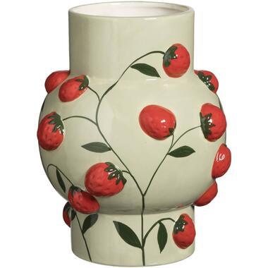 Vaas Dani Aardbei - groen - keramiek - 24xØ18 cm - Leen Bakker