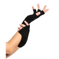 Partychimp Verkleed handschoenen vingerloos - zwart&amp;nbsp;- one size - voor volwassenen   -