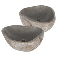 Differnz Lombok waskom duo - riviersteen | Ø 40 - 50 x 15 cm