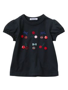 familiar t-shirt à cerises appliquées - Noir