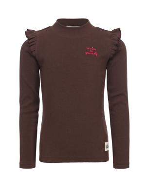 LOOXS Little winter t-shirt meisjes - donker bruin - rib/longsleeve