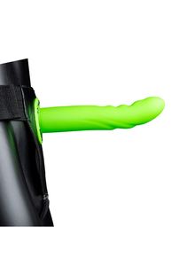 Textured Curved Hollow Strap-on - 8&apos;&apos; / 20 cm - GitD - Green