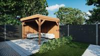 Trendhout Overkapping Traditioneel douglas 375x330x260 cm met douglas onbehandelde wanden- Plat dak- - Trendhout