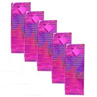Flessen kado verpakking - 5x - metallic roze - 33 x 10 cm - Wijnfles/champagne fles inpakken