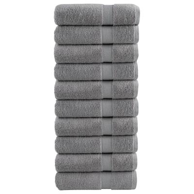 VidaXL Badhanddoeken solund 10 st 600 g/m² 100x150 cm grijs