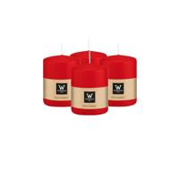 Cilinderkaars/stompkaars - 4x - rood - 6 x 8 cm - 29 branduren