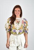 Farm Rio blouse 359524 tropical scarf sand