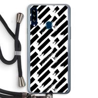 Zwarte vegen: Samsung Galaxy A20s Transparant Hoesje met koord