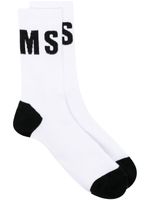 MSGM chaussettes 3/4 en maille intarsia - Blanc - thumbnail