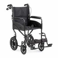Lichtgewicht transportstoel Compact Lite (12 kg) | MultiMotion | Zitbreedte 45 cm | Zwart | Opvouwbare rolstoel | Transportrolstoel | 10030012