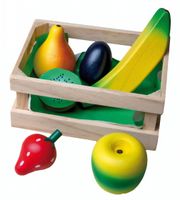 Happy People Houten krat met fruit 7 delig - thumbnail