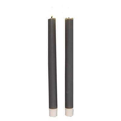 Anna's Collection Led dinerkaarsen - 2x st - taupe grijs - 25 cm - 3D vlam - warm wit licht