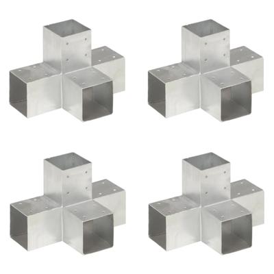 Paalverbindingen 4 st X-vorm 91x91 mm gegalvaniseerd metaal