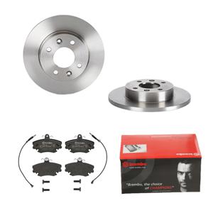 Remmenset, remschijf BREMBO, Remschijftype: Massief, Inbouwplaats: Vooras, u.a. für Renault, Dacia