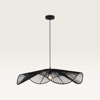 Hanglamp Avanta nero xl - Zwarte lamp van gevlochten papieren koord - Zonder lichtbron en voor binnen - Grotere variant