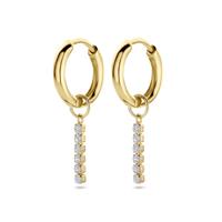 Verguld 925 zilveren klapoorringen met zirkonia hanger - 15mm