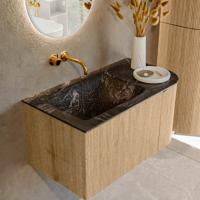 Badmeubel Mondiaz Kurve-Dlux | 85 cm | Meubelkleur Oak | Wastafelkleur Lava | Solid surface | Links spoelbak | Zonder kraangat(en) Badmeubel Mondiaz Kurve-Dlux | 85 cm | Meubelkleur Oak | Wastafelkleur Lava | Solid surface | Links spoelbak | Zonder kraangat(en)