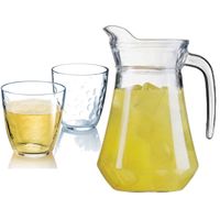 Luminarc schenkkan/waterkan van glas 1.6 liter met 6x waterglazen van 250 ml - Schenkkannen - thumbnail