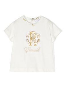 Roberto Cavalli Junior t-shirt à patch logo - Blanc