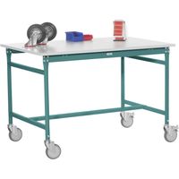 Manuflex BB4034.5021 Bijzettafel basismobiel met stalen beslag schijf in waterblauw RAL 5021, bxdxh: 1250 x 600 x 850 mm Waterblauw - thumbnail