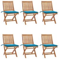 Tuinstoelen 6 st inklapbaar met kussens massief teakhout