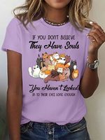 Women's If You Don't Believe They Have Souls Letters Crew Neck Casual T-Shirt - thumbnail