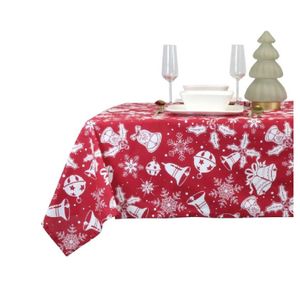 Set van 2x stuks kerst tafelkleden rood met kerst print150 x 250 cm