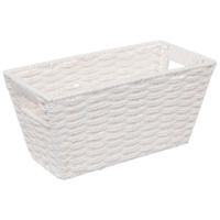 5Five Rieten opbergmand - gevlochten rechthoek - wit - 31 x 15 x 15 cm 5Five Rieten opbergmand - gevlochten rechthoek - wit - 31 x 15 x 15 cm